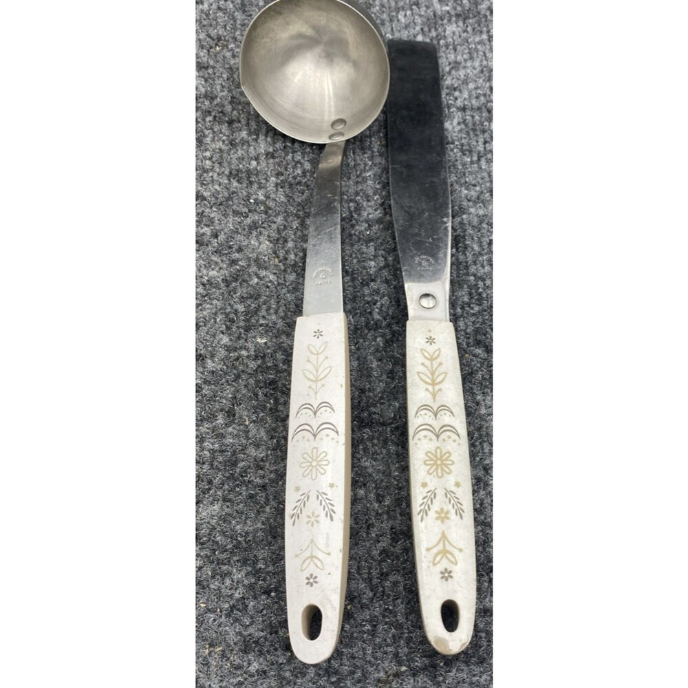 Vtg Ekco Flint Harvest Wheat Small Gravy Ladle & Sandwich Spreader Knife Set